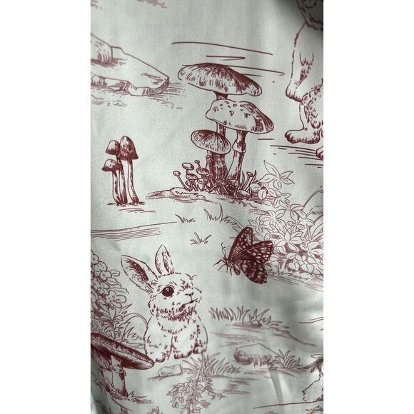 YiNi LuLu Silky Rabbit Print Button Down 2 Piece Pjs Long Sleeve Sz S NWOT 🐰 - Picture 4 of 8